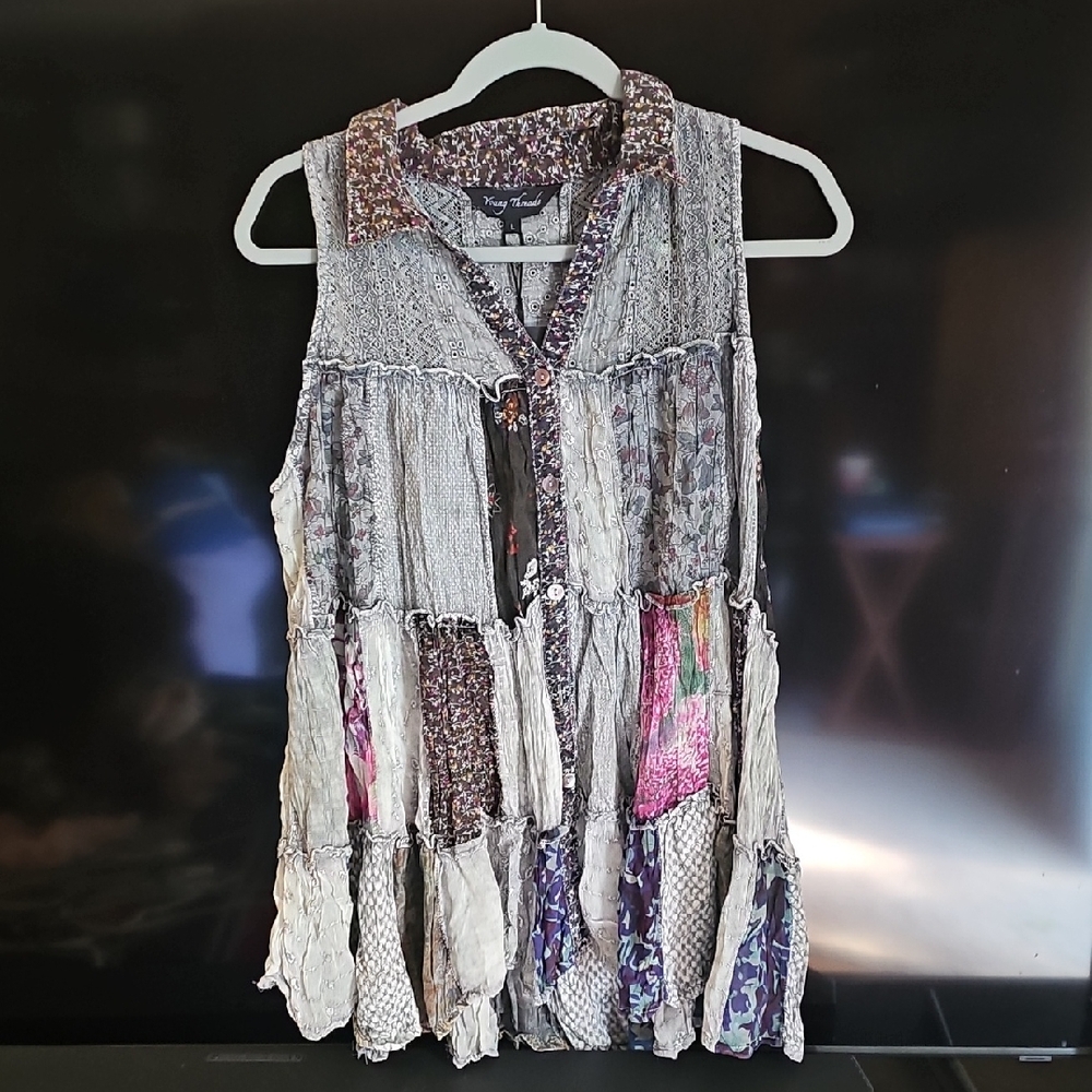 Bohemian Patchwork Sleeveless Blouse